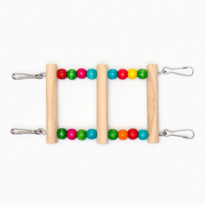 Игрушка для птиц «Лесенка с бусинами», 3 ступени, 23 см, цвет МИКс - Фото 1