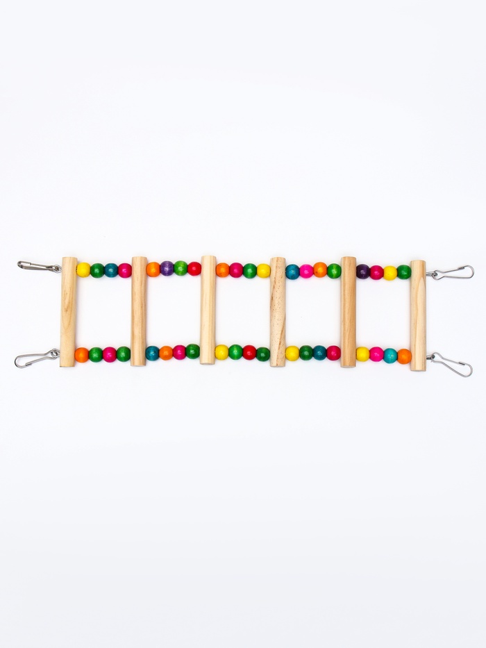 Игрушка для птиц «Лесенка с бусинами» 6 ступеней, 37 см, цвет МИКС - Фото 1