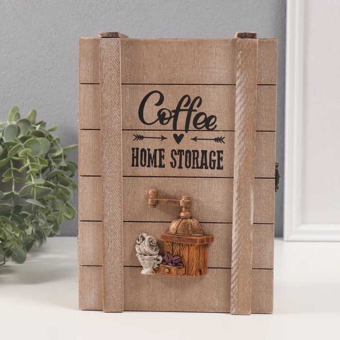 Ключница настенная «Кофемолка», дерево, 6 крючков, 7×17×24.5 см - Фото 1