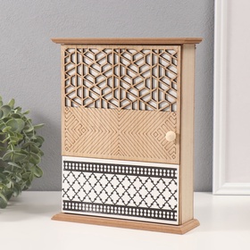 Ключница настенная «Геометрический узор», дерево, 6 крючков, 6.5×20×25.5 см