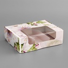 Коробка складная, под 3 эклера «Цветочки», 20×15×6 см - Фото 1