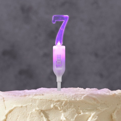 Светодиодная свеча «Цифра 7», 14.5 см, от батареек LR1130×3 (в комплекте), свечение мульти (RGB)