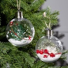 УЦЕНКА Набор ёлочных шаров «Веточки и шишки» 2 шт., батарейки, 5 LED, свечение белое - Фото 2