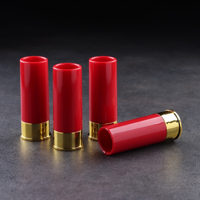 Набор стопок «Патрон», 4 шт., 44 мл, пластик, красный - Фото 1