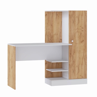 Стол компьютерный «Квартет - 6», со шкафом, 2 полки, 1450×500×1350 мм, цвет дуб крафт золотой/белый
