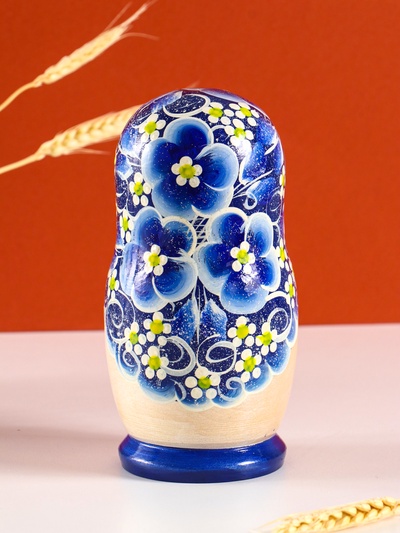 Матрёшка дерево «Марина», гжель, 5-кукольная, 19 см