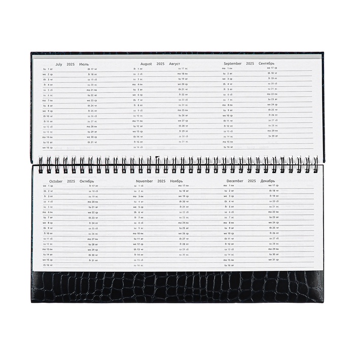 Планинг датированный 2025 года, 64 листа, Attomex. Arkona, твердая обложка бумвинил с поролоном, блок 70 г/м2, чёрный, 294 х 142мм 10848601 - фото 16659720