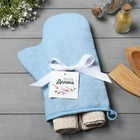 Набор кухонный «Доляна» Peace, прихватка-варежка 18×28 см, полотенце вафля 35×60 см - 2 шт. - Фото 1