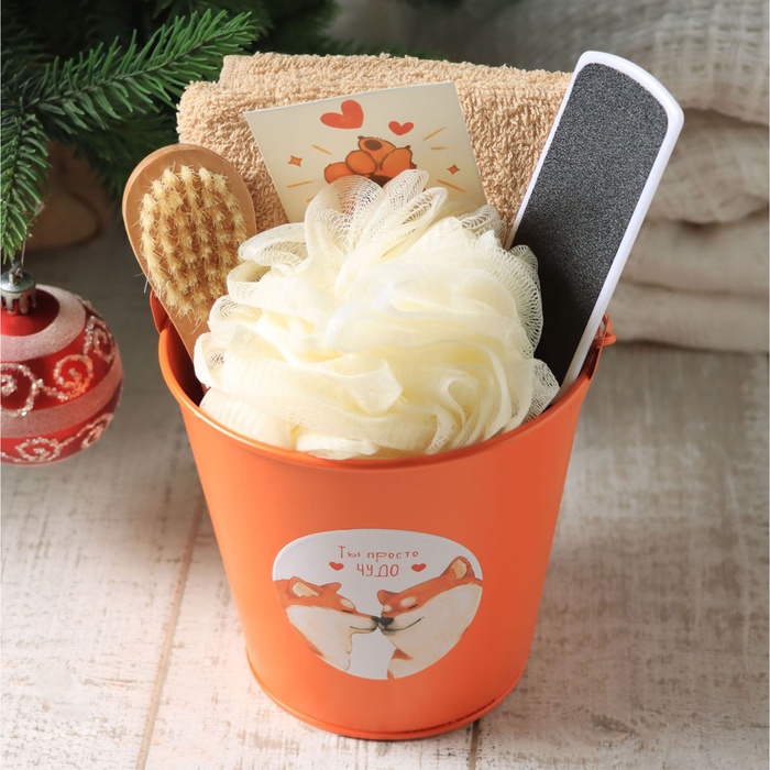 Набор подарочный «Этель» Cute dogs, полотенце, мочалка, щётка - Фото 1