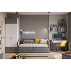 Детский спальный гарнитур «Зефир К4», комплект 6 предметов, 4015×1000×2300 мм, цвет белое дерево/серый эмаль/графит велюр - Фото 1