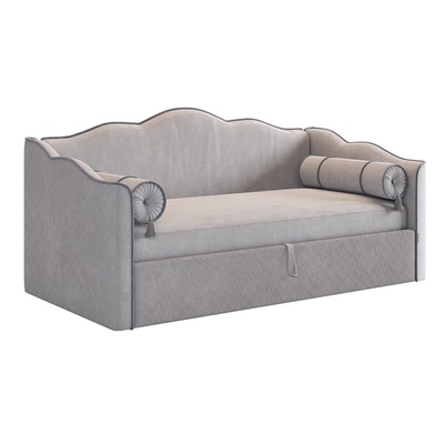 Кровать - тахта «Лея К1», 900×2000 мм, велюр, цвет галька/графит