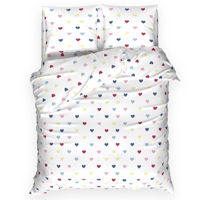 Постельное бельё евро «Этель. Colored Hearts», поплин - Фото 1