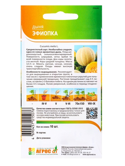 Семена Дыня «Эфиопка», 10 шт., «Агрос»