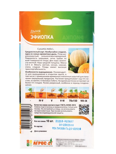 Семена Дыня «Эфиопка», 10 шт., «Агрос»
