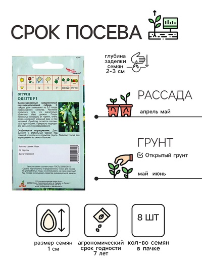 Семена Огурец F1 «Одетте», 8 шт., Wing Seed, «Агрос»