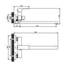 Смеситель для ванны Accoona A71131F, картридж 25 мм, излив 35 см, латунь, черный - фото 30080846