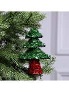 Светодиодная фигура из мишуры «Елочка зеленая» 17×13 см, 10 LED, батарейки AG10×3 (в комплекте), свечение тёплое белое - фото 60853049