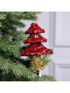 Светодиодная фигура из мишуры «Елочка красная» 17×13 см, 10 LED, батарейки AG10×3 (в комплекте), свечение тёплое белое - фото 60853053