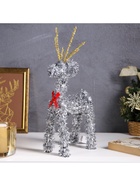 Светодиодная фигура из мишуры «Олень серебристый» 34×16 см, 20 LED, батарейки AG10×3 (в комплекте), свечение тёплое белое - фото 60853056