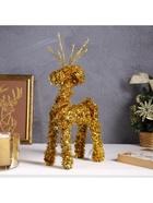 Светодиодная фигура из мишуры «Олень золотистый» 34×16 см, 20 LED, батарейки AG10×3 (в комплекте), свечение тёплое белое - фото 60853059