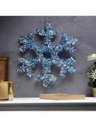 Светодиодная фигура из мишуры «Снежинка голубая» 32×2 см, 20 LED, батарейки AG10×3 (в комплекте), свечение тёплое белое - фото 60853063