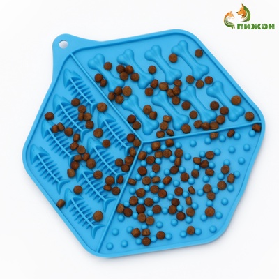 Коврик для лизания на присосках 18.5×15.5 см, синий