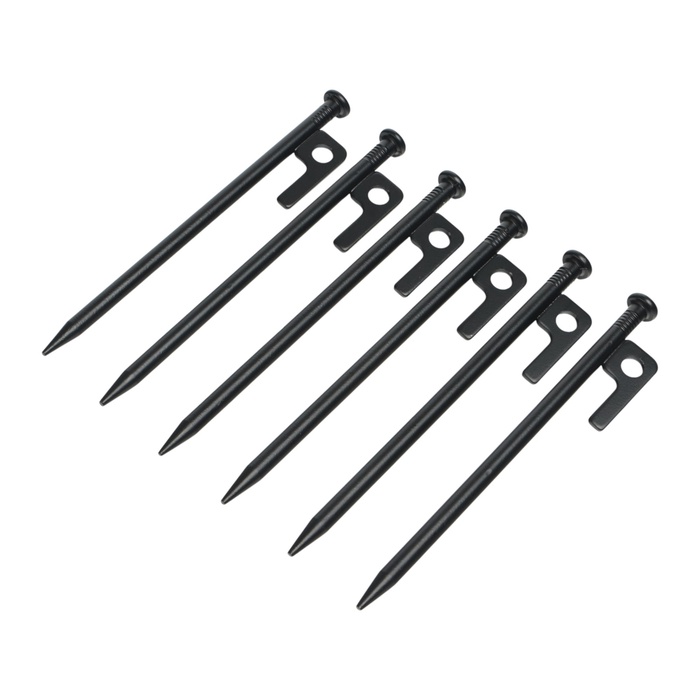 Колышки туристические, набор - 6 шт., 20×1 см, металл, чёрные - Фото 1