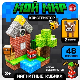 Конструктор «Магнитные кубики. Мой мир», 2 фигурки, 48 деталей