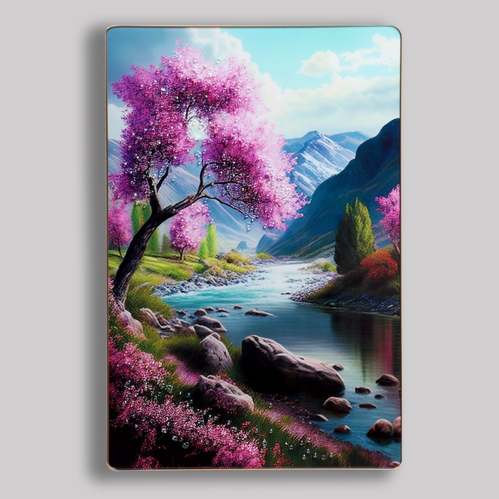 Картина акрил «Сакура летнее утро», 60×39.5 см - Фото 1