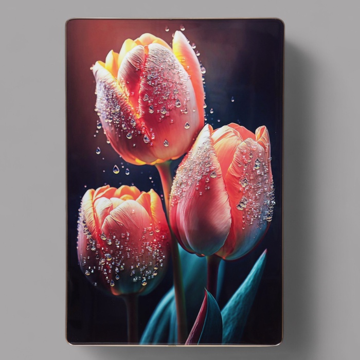 Картина акрил «Тюльпан с каплями росы», 60×39.5 см - Фото 1