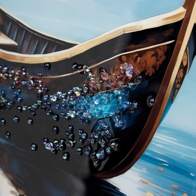 Картина акрил «Лодка под луной», 60×39.5 см