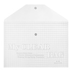 Папка-конверт на кнопке, А4, 80 мкм, «Клетка», прозрачная - Фото 4