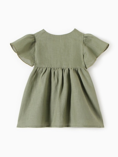 Платье для девочки «Крошка Я» Linen, рост 74-80 см, зелёное