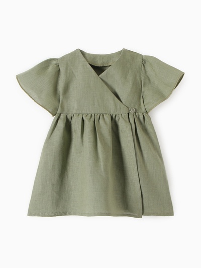 Платье для девочки «Крошка Я» Linen, рост 74-80 см, зелёное