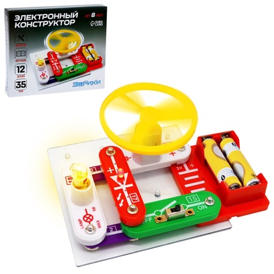 УЦЕНКА Конструктор электронный «Эврики», 35 схем, 12 элементов, работает от батареек