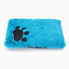 Лежанка для животных с подушкой, мех, сатин, периотек, 45 х 45 х 15 см, чёрная/голубая, - фото 29835070