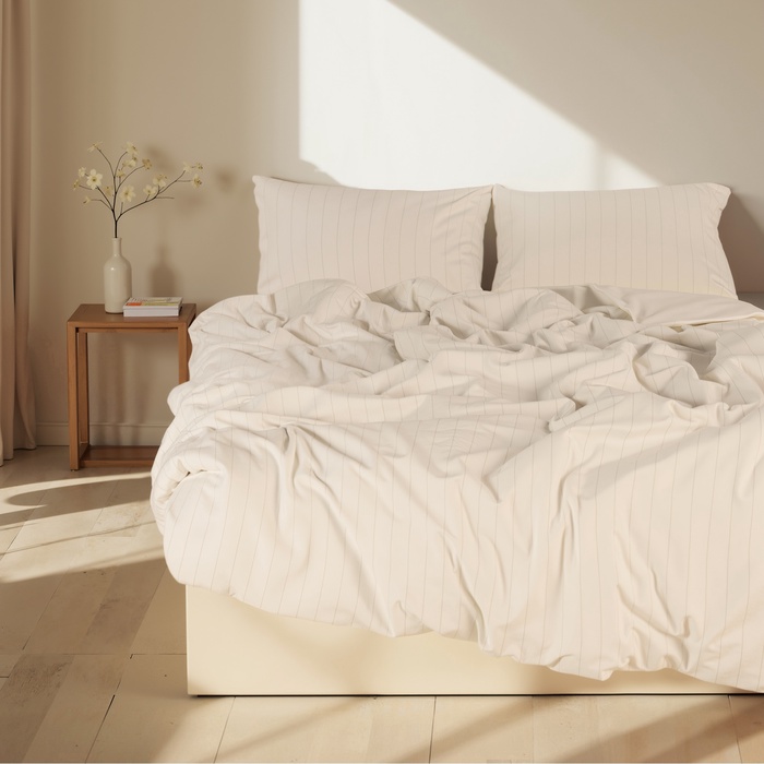 Постельное бельё SL Home Cotton line 2 сп 180*220см, 240*225 см, 50*70-2шт, цв.молочный, 100% хлопок - Фото 1
