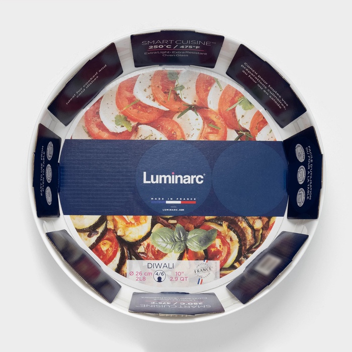 Форма для запекания Luminarc SMART CUISINE DIWALI, d=26 см, круглая, стеклокерамика, белая