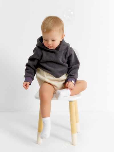 Худи - боди детское MINAKU, рост 62-68 см, графит, экрю