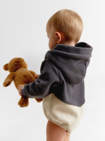 Худи - боди детское MINAKU, рост 68-74 см, графит, экрю