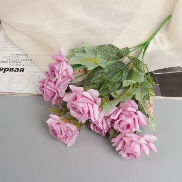 Букет искусственный «Роза леди с крупными листьями», 26 см, МИКС - Фото 1