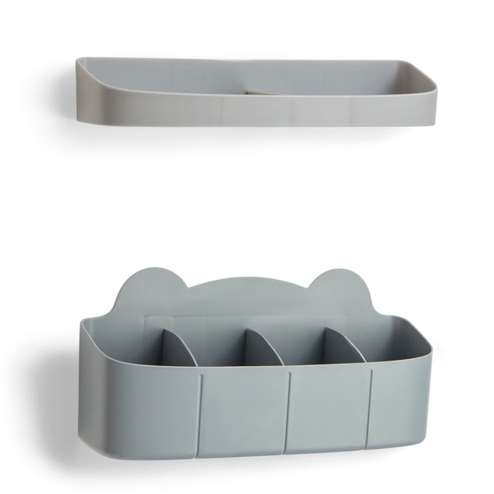 Подставка для зонтов, пластик, 23.5×7.5×11 см, 6.5×23.5×4 см, серая - Фото 1