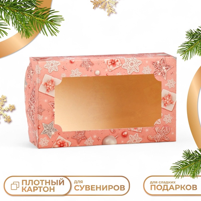 Коробка сборная крышка - дно с окном, «Розовые мечты», 25×15×7 см набор 5 шт. - Фото 1
