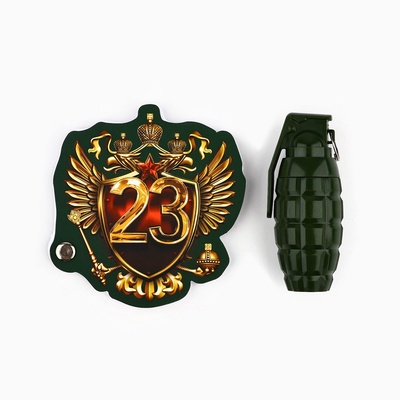 Подарочный набор, блокнот 32 листа и ручка-граната «23 февраля: Для настоящего героя»