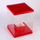 Коробка для цветов и букетов, с вазой и PVC окнами складная, 23×30×23 см, однотонный, красный 10734771