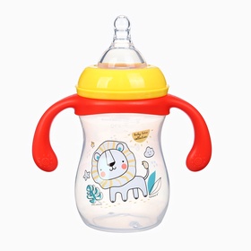 Бутылочка для кормления ШГ 240мл, Крошка Я, Baby time collection., цвет красный