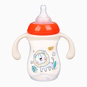 Бутылочка для кормления ШГ 240мл, Крошка Я, Baby time collection., цвет бежевый