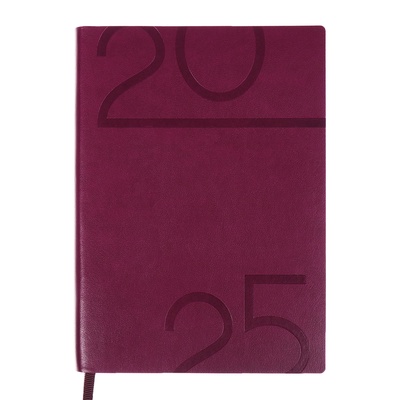Ежедневник датированный 2025, A6+, 176 листов, ESCALADA, мягкая обложка из искусственной кожи, блинтовое тиснение, тонированный блок 70 г/м², бордовый