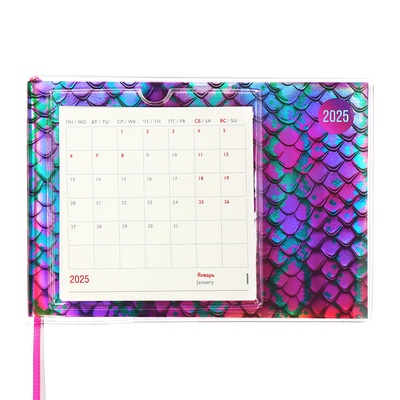 Еженедельник датированный 2025 года, ESCALADA «Змея», 180×127 мм, мягкая обложка, ПВХ, 64 листа, блинтовое тиснение, блок 70, малиновый