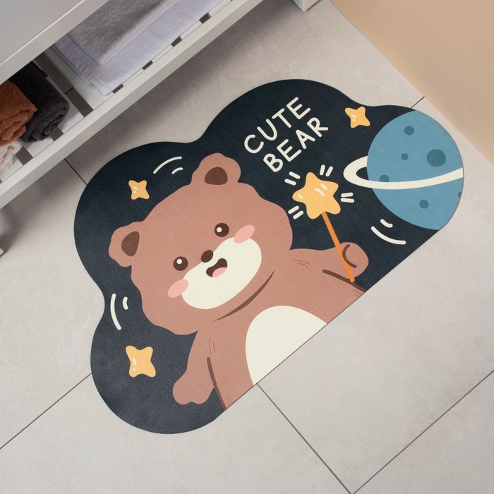 Коврик диатомитовый Доляна Cute Bear, 49×78 см, темно-серый